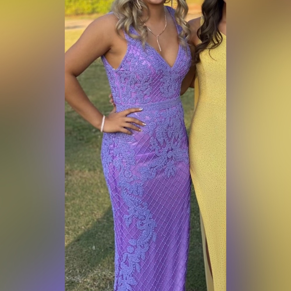 Elegant Purple Beaded Dress
